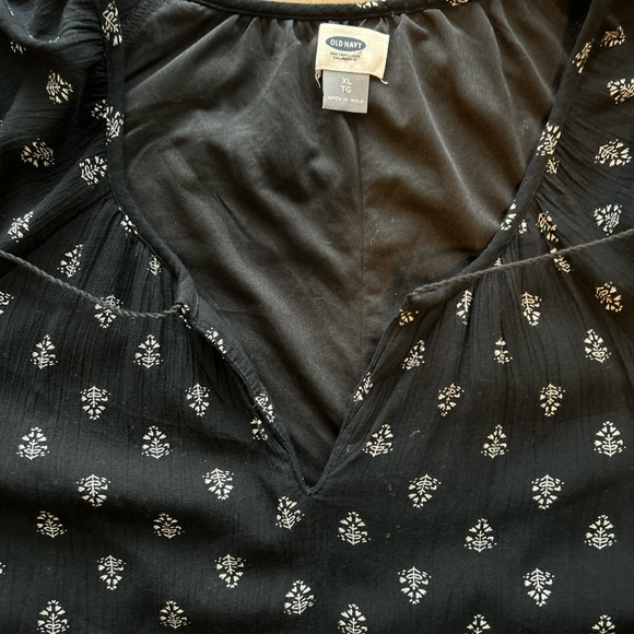 Old Navy long sleeve BOHO empire black print dress XL - Picture 11 of 15